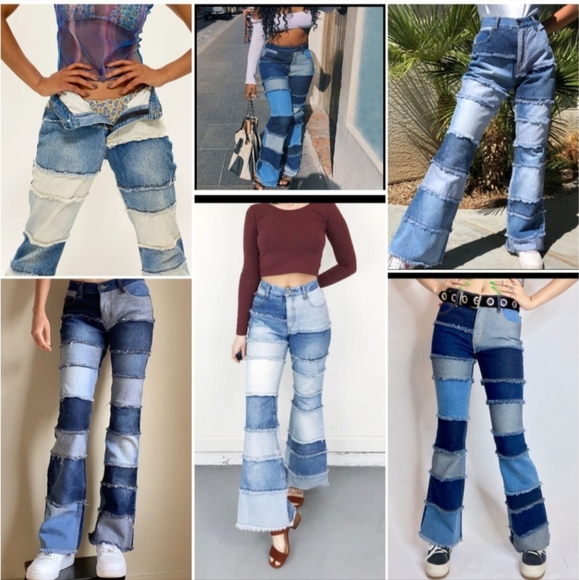 Vtg '00s Zana di patchwork flare jeans size 11 - Picture 3 of 13